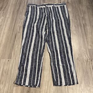 Banana Republic Avery Blue And White Linen Boho Pants size 8P